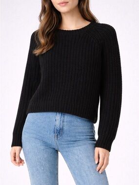Ganni 100% Wool Black Ribbed Crew Neck Sweater XS